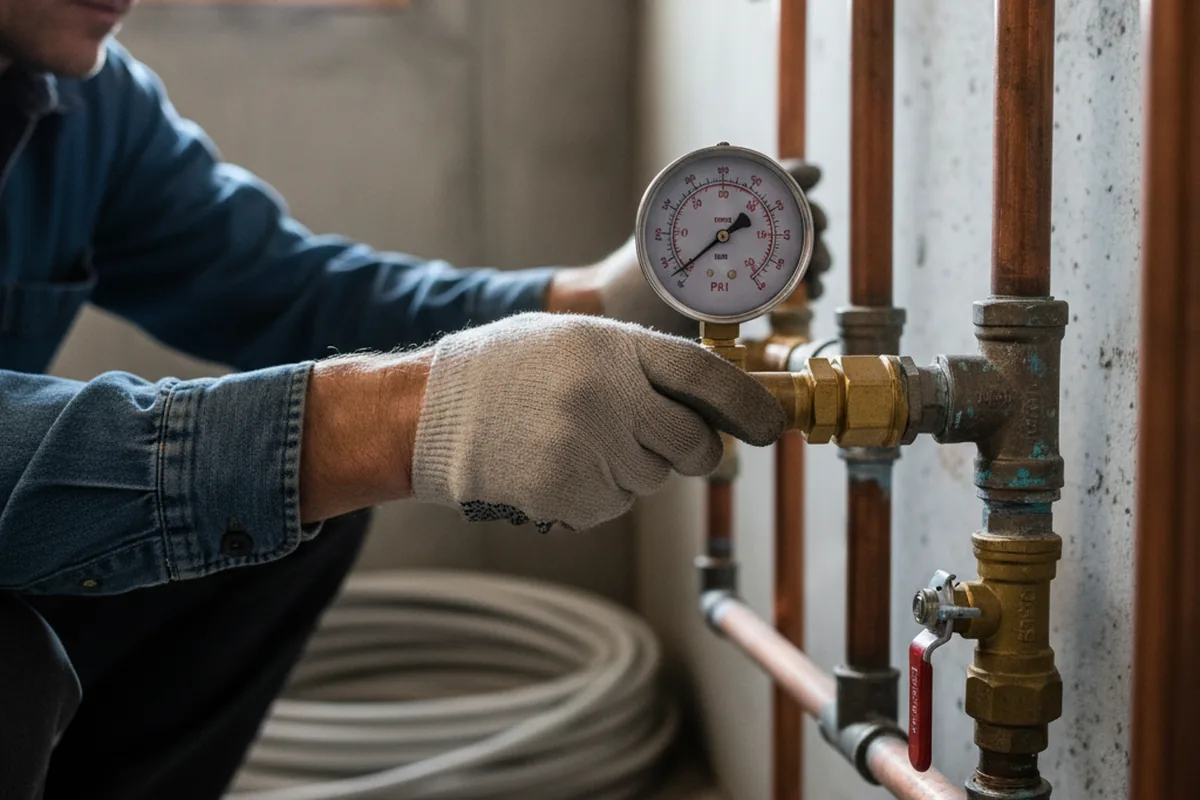 Pressure testing a repaired line during Water Line Repair in Thorsby